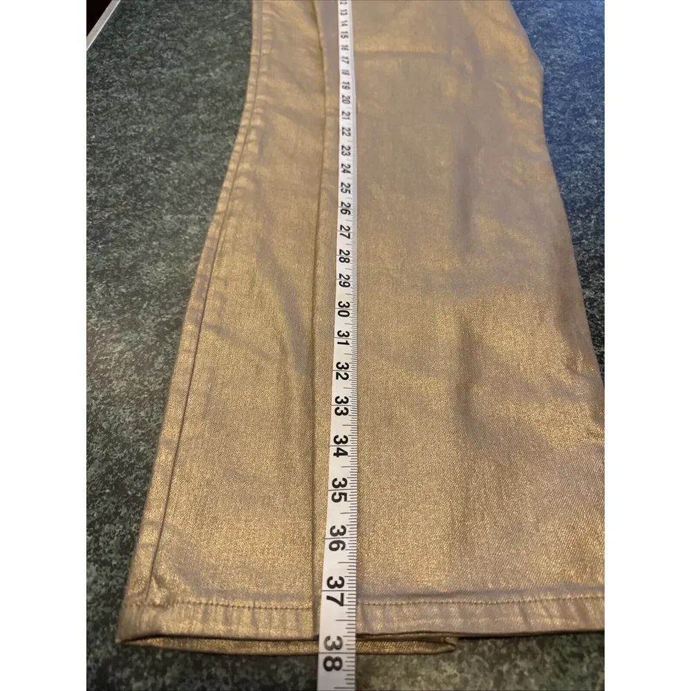 Boden Denim  Women's Size 12R‎ Stretchy Metallic Gold High Rise Pants EUC